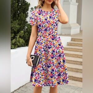Vibrant Floral Midi Dress